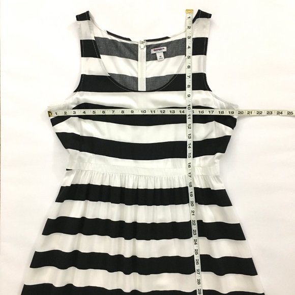 OLD NAVY White Black Stripe Fit & Flare Flirty Dress - 16 - Picture 4 of 7